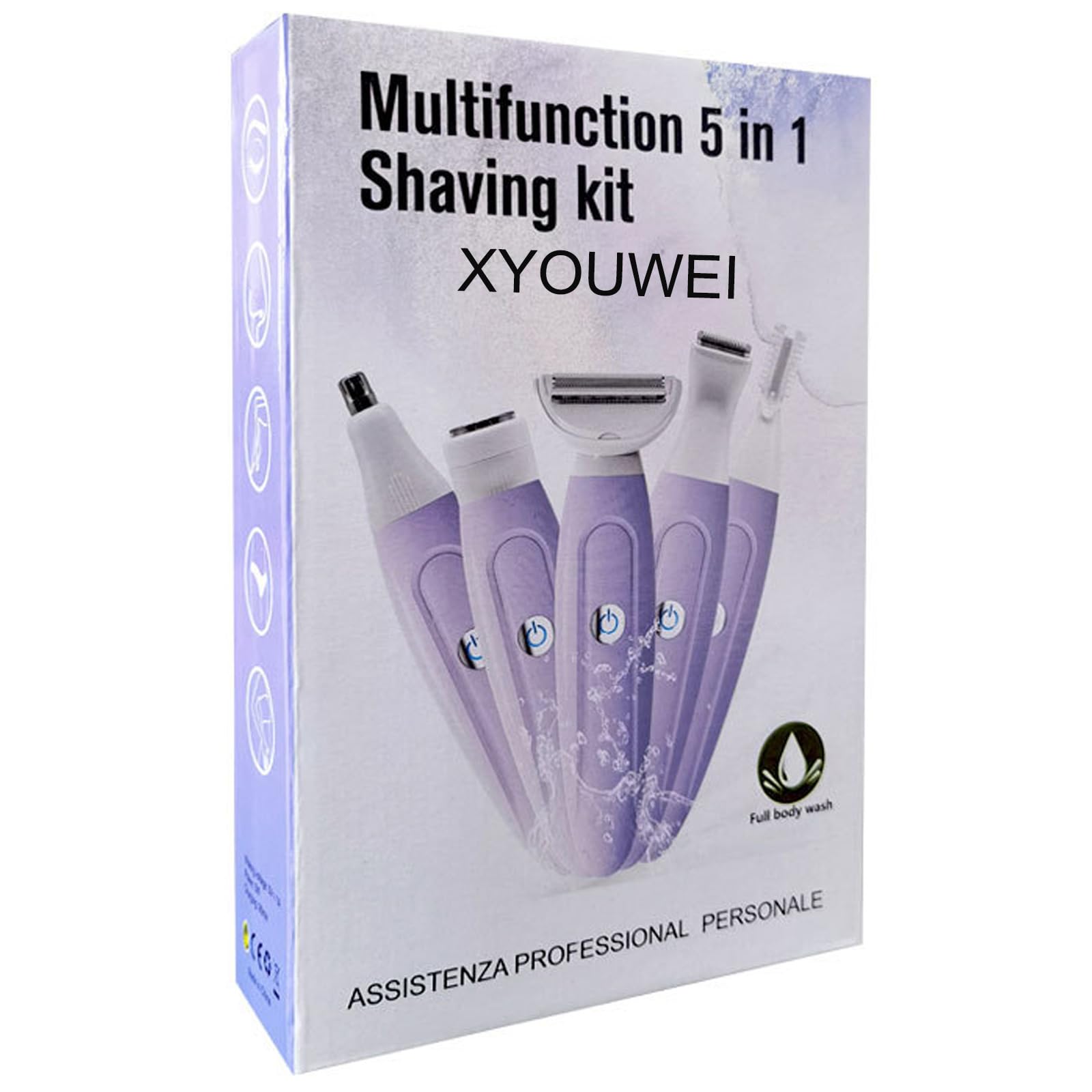 Maquinillas de afeitar eléctricas para mujer, recortadora de bikini para mujer, multifunción 5 en 1, kit de afeitadora para cara, nariz, cejas, brazos, axilas, piernas, área púbica 7