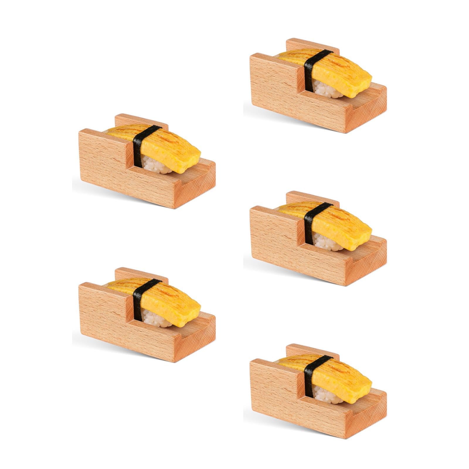 Gatuida Lot de 5 Supports à Sushis en Bois, à Fentes Plates, Style Japonais, pour La Maison, Les Restaurants Et Les Fêtes. Plateau de Service, Assiette à Sashimi, Présentoir à Aliments.