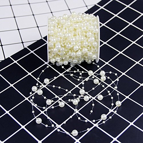 Bingcute 100 Feet Fishing Line Artificial Pearls String Beads Chain Garland Flowers Wedding Party Decoration,Party Supplies3