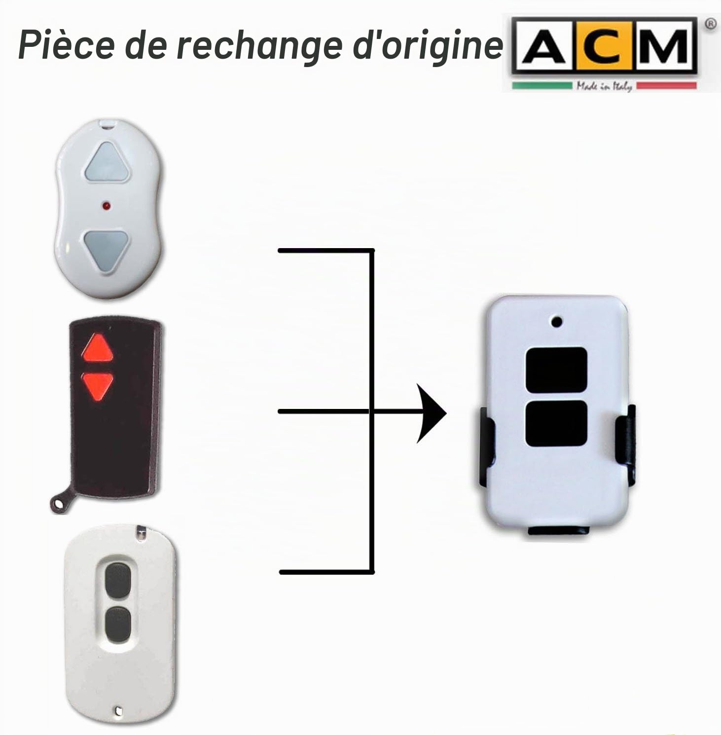 Télécommande d’origine et de remplacement pour ACM TX 2 Color, 433 MHz, à code tournant