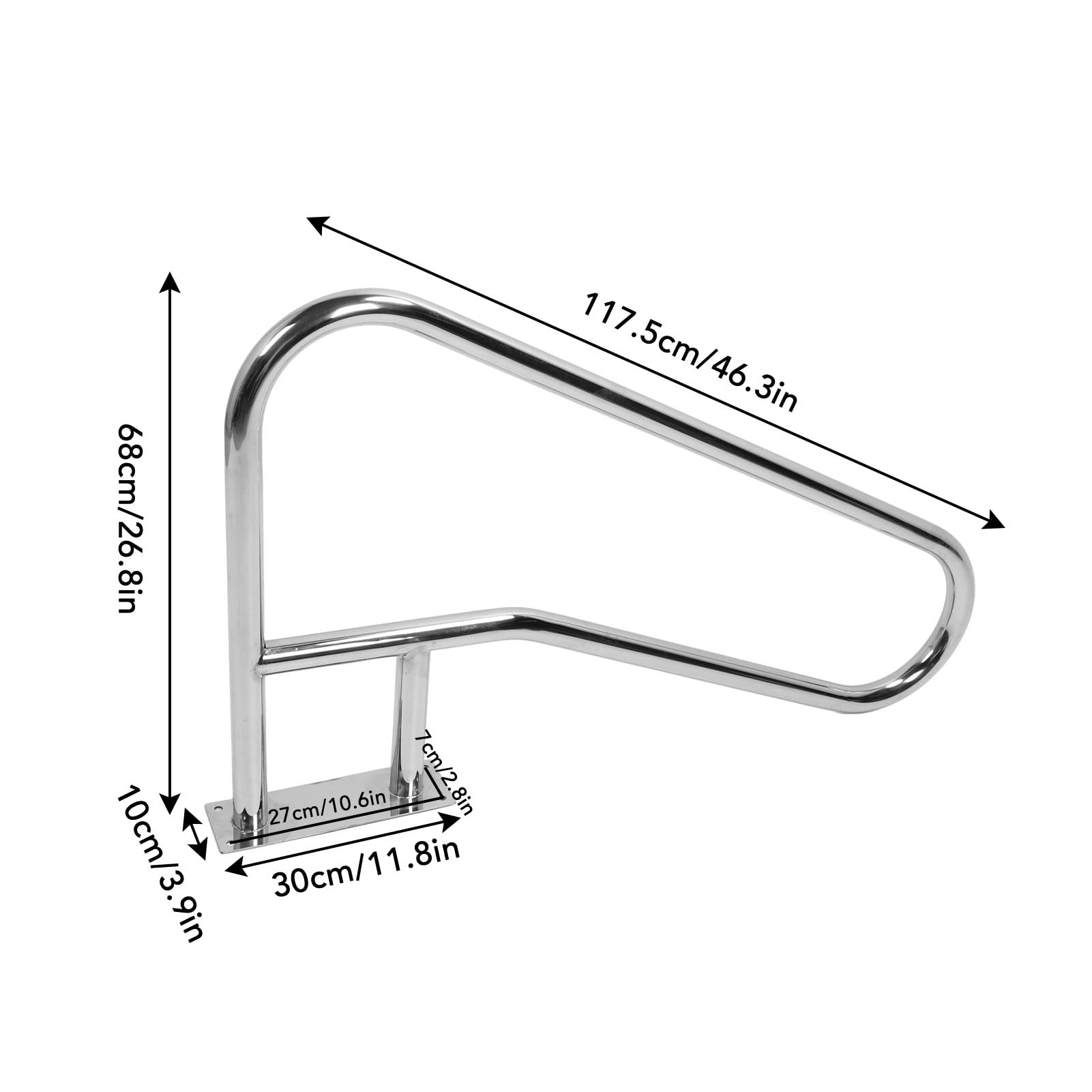 Acouto Barandilla de Piscina de Acero Inoxidable Barandilla de Piscina, Riel de de Acero Inoxidable 304 con Agarre Azul para Mayor Seguridad, Tamaño de 46,3 X 26,8 Pulgadas, Ideal para Parques