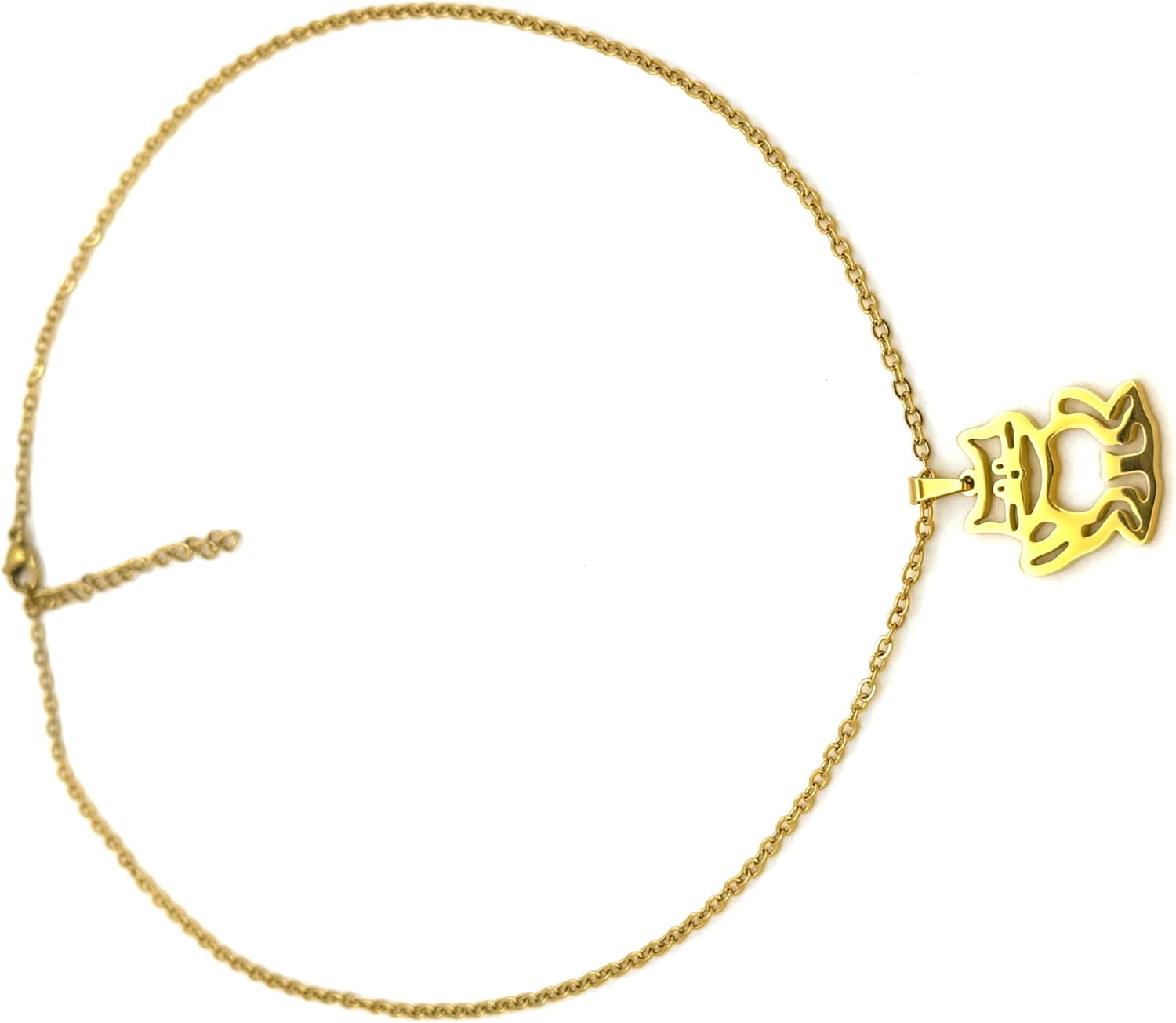 Elegant Cat Pendant Necklace, 18K PVD Gold Plated Stainless Steel, 45cm Chain with 5cm Extension - Image 3