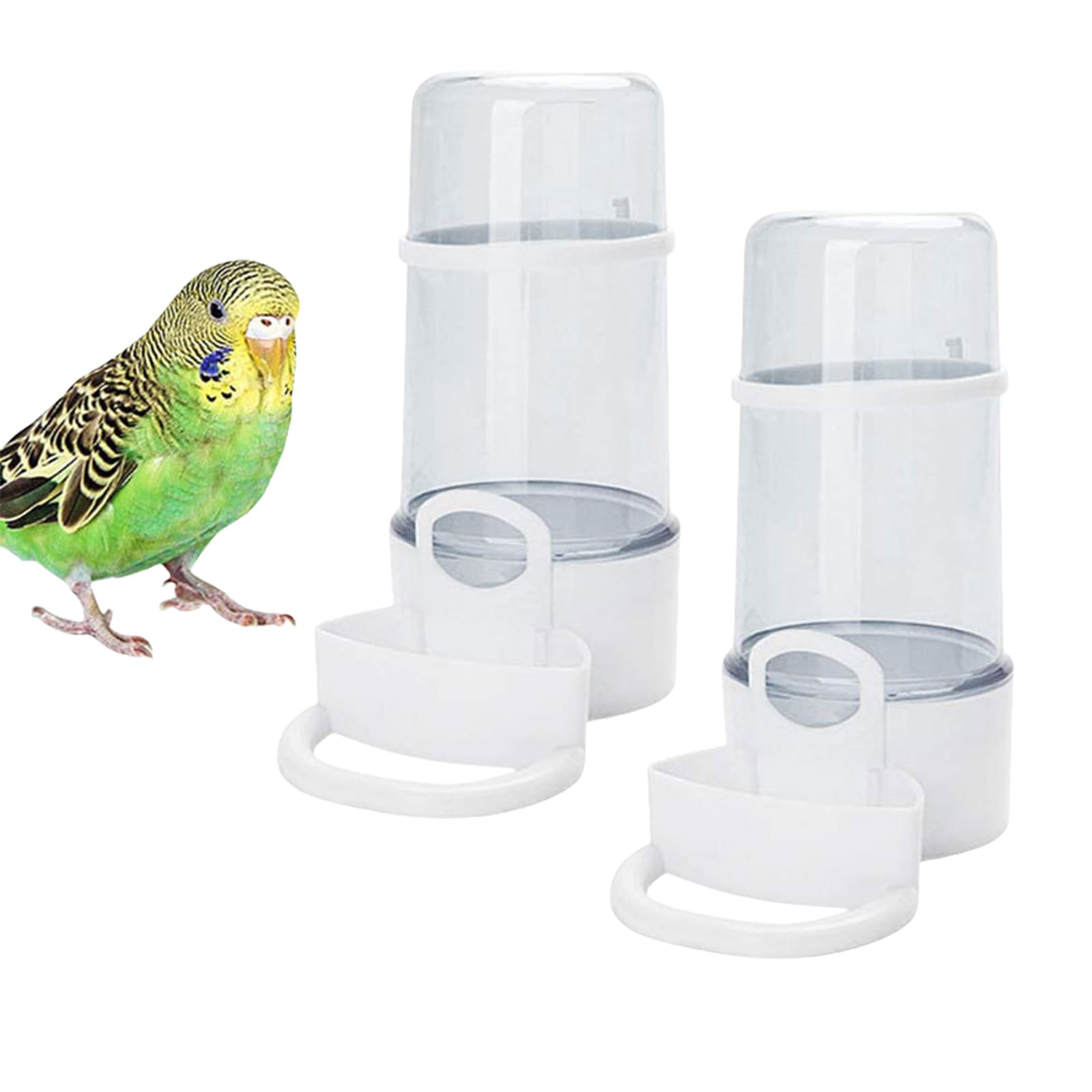 Bird Water Feeder,2PCS Automatic Bird Water Dispenser for Cage,Parrot Water Bottle Drinker Food Seed Dispenser Cage Accessories for Parrots Budgie Lovebirds Parakeet Cockatiel (Clear 415ML)
