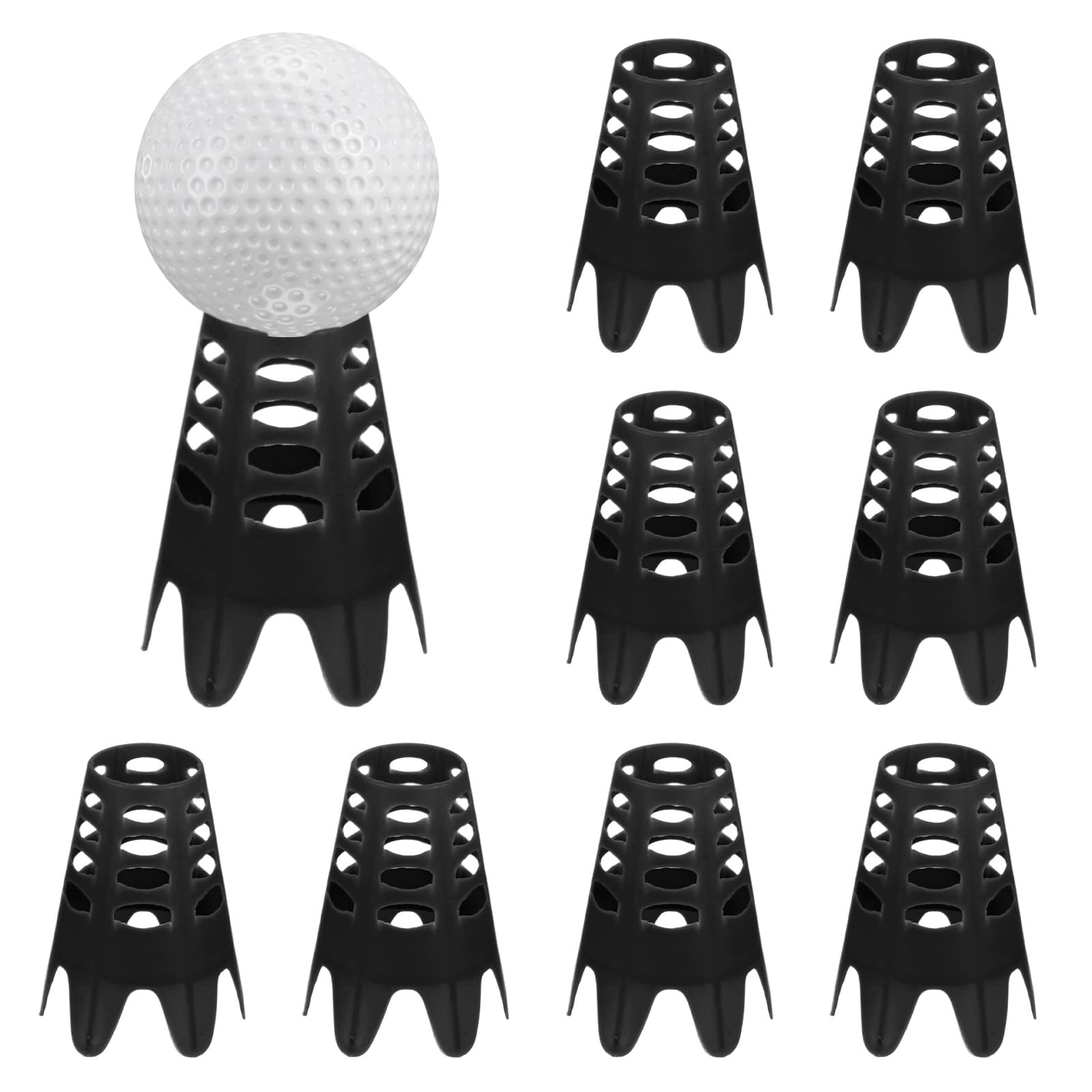 TIXIPEM Golf Simulator Tees [8PCS] - Plastic Golf Tees Use for Home & Outdoor & Indoor Driving Range & Winter Turf - [Black - 1.77 IN]