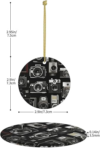 Miniatura 2 de Christmas Ornament 2.9" Christmas Tree Ceramic Round Pendant Retro Cool Camera Collection Christmas Tree Hanging Ornament Accessories 2025 Christmas