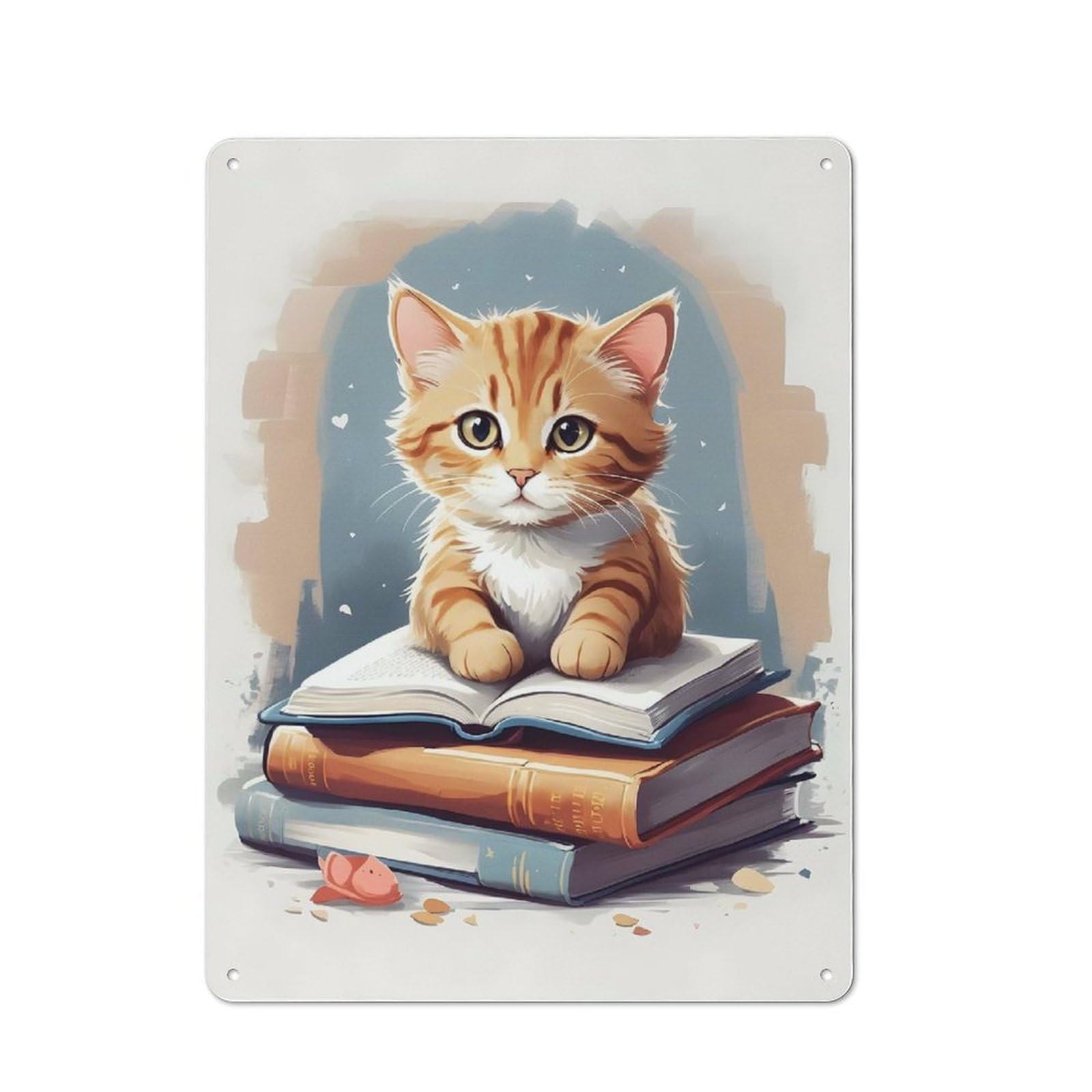 Intelectual Cat Metal Wall Sign 40x30cm, Loft Style Urban Room Decor for Flat, Bar, Studio Or Gallery Wall