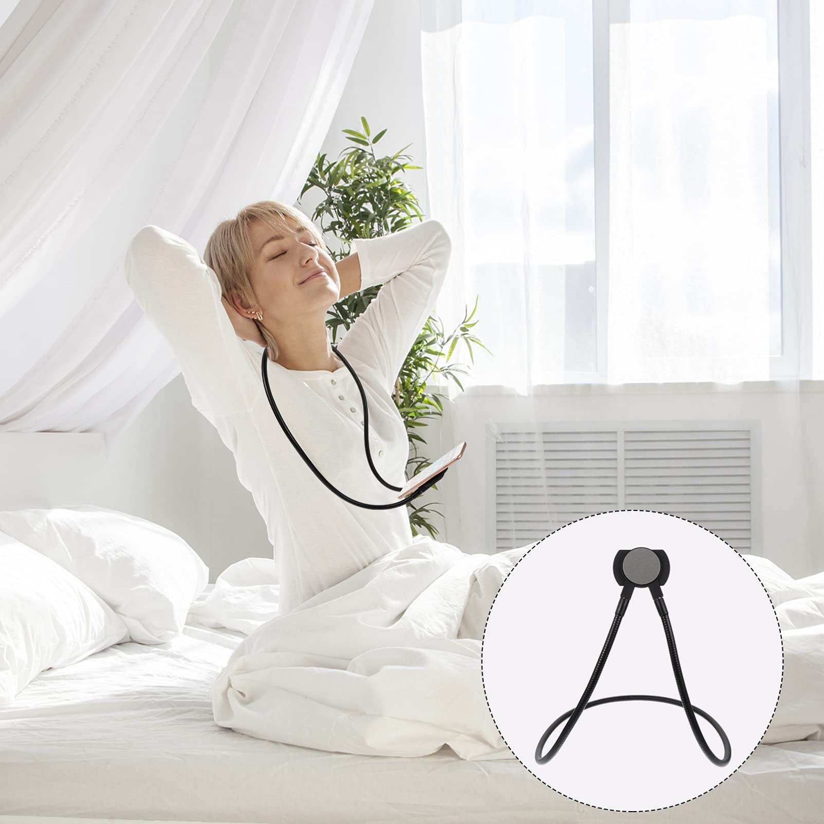 Porta Telefono Magnetico Rotante Gradi Supporto per Cellulare da Collo Staffa per Telefono Pigro per Uso Casalingo Antiscivolo Sicura e Stabile