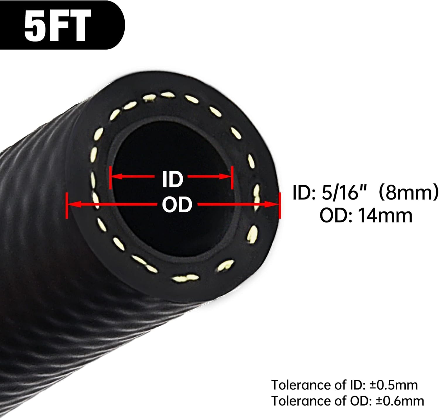 EVIL ENERGY 5/16" Submersible Fuel Hose E85 in Tank Line SAE 30R10 for Automotive Fuel Systems 5FT 300PSI