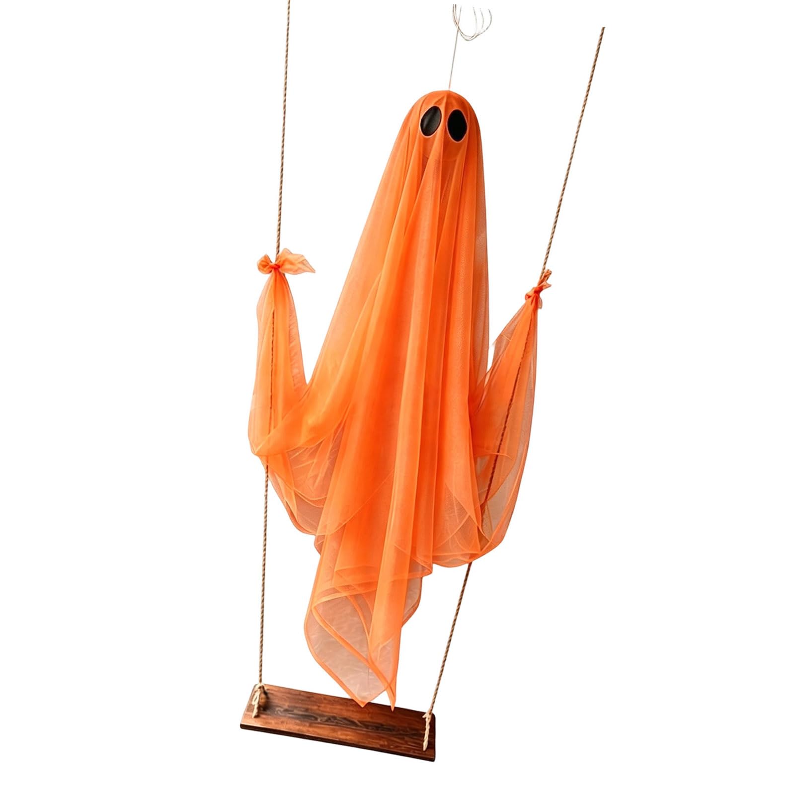 Mekalero A Gauze Specter On Wooden Swing Suitable For Seasonal Nd Themed Party Decoration Hanging Ornament Halloween Manifestation Swing Decoration