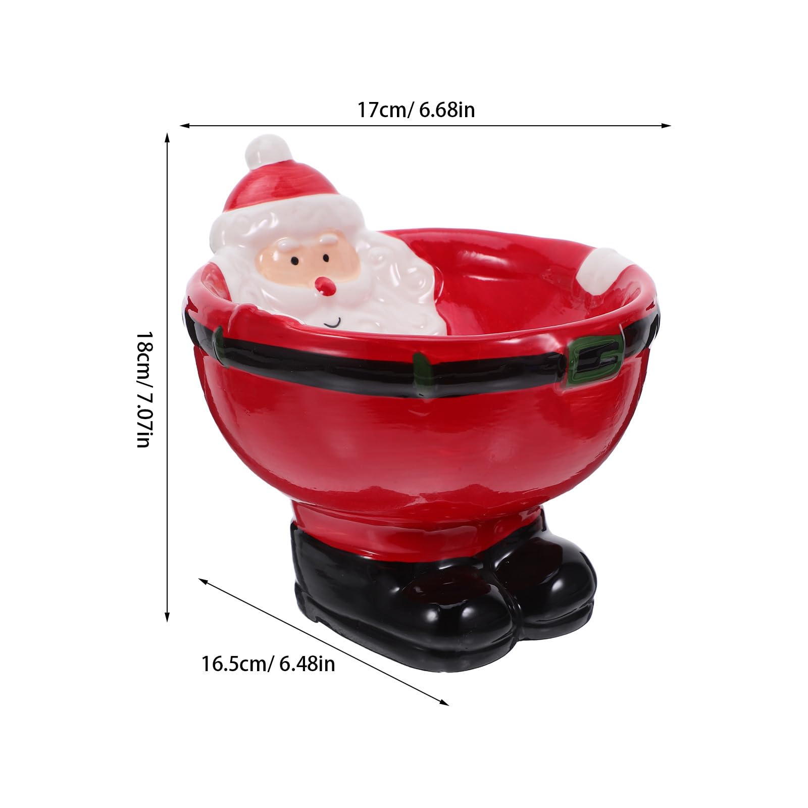 Uonlytech Bol à Bonbons en céramique de Noël - Bol décoratif sur Pied Père Noël pour collations, Biscuits, Fruits - Assiette à Dessert Dessin animé Plat à Bonbons de Vacances pour décoration