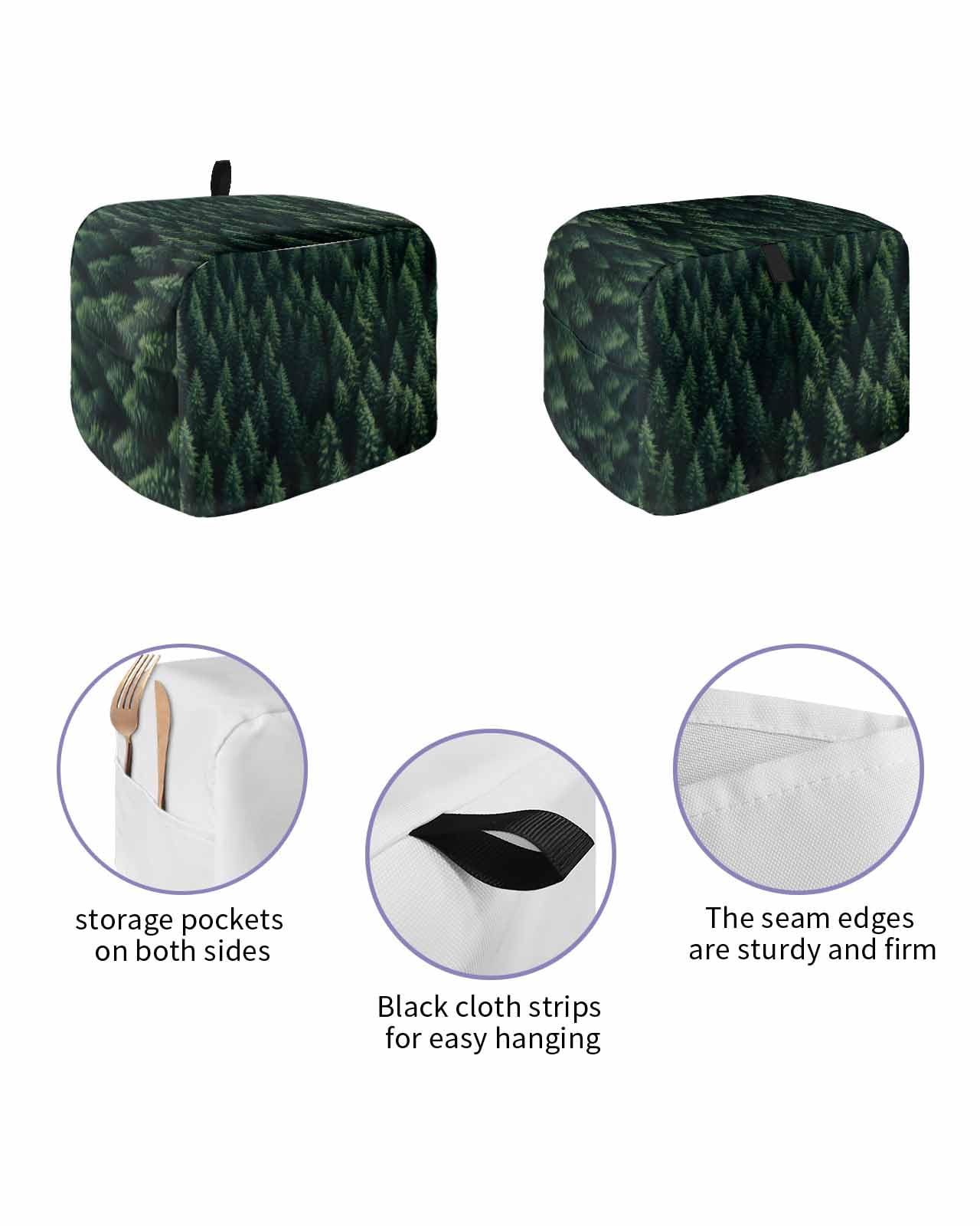 Forest Green Tree 4 Slice Toaster Cover Small Appliance Cover Toaster Dustproof Fingerprint Protectors Machine Washable, Spring Summer Wilderness Nature Landscape