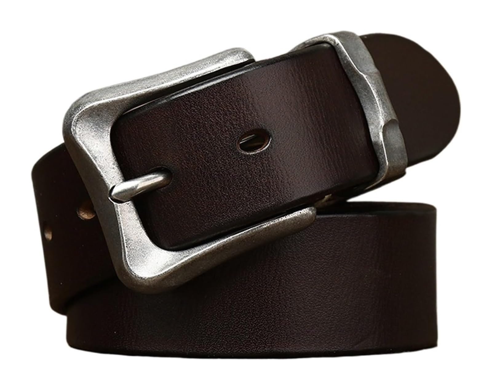 Cinturón ajustable de cuero genuino, Cinturón de hombre de 3,8 CM de espesor, pantalones vaqueros Retro, cinturón de cuero genuino, cinturón con hebilla de acero inoxidable pesado for hombre, correa d