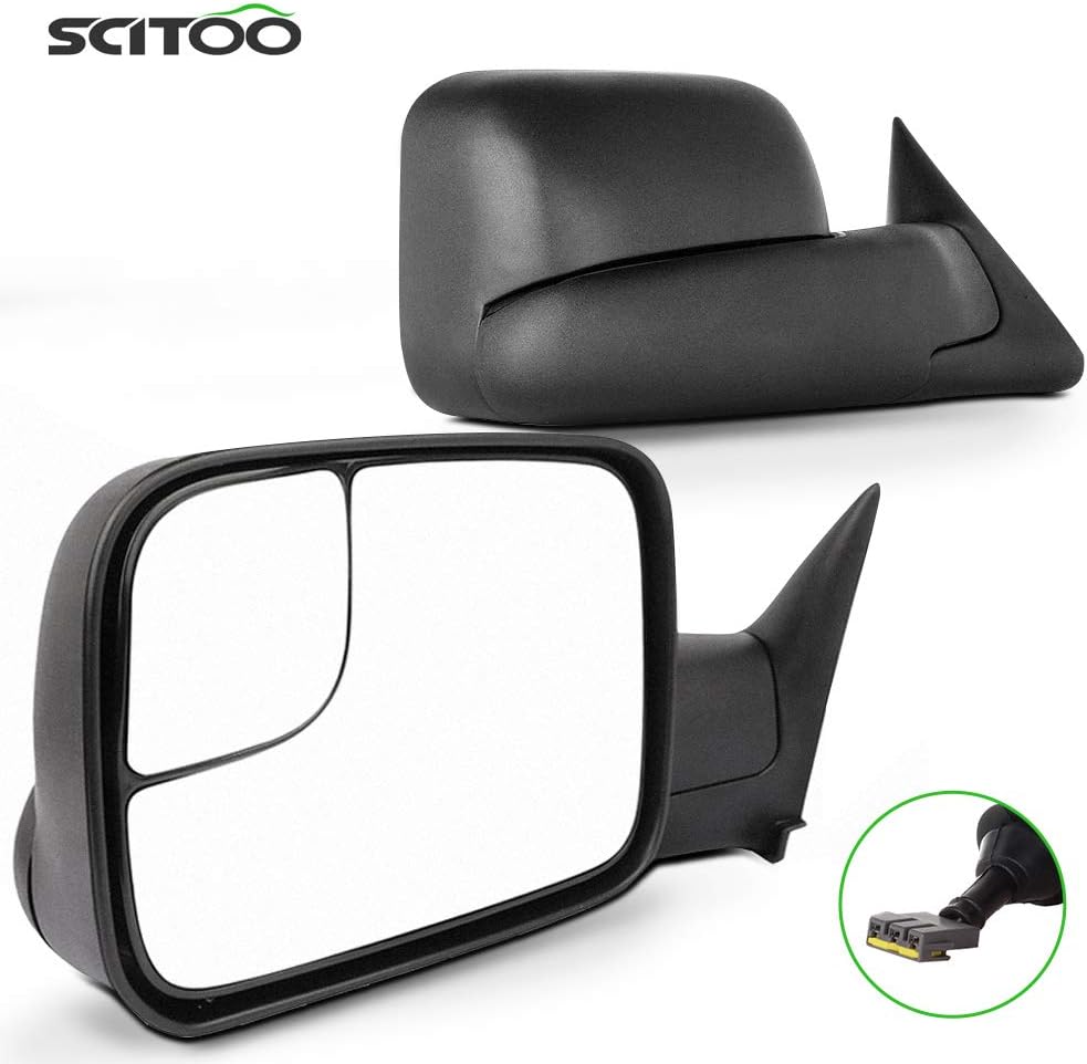 SCITOO Compatible fit for Towing Mirrors 1994 1995 1996 1997 for Dodge for Ram 1500 2500 3500 Truck Black Power Operation Pair Set Mirrors