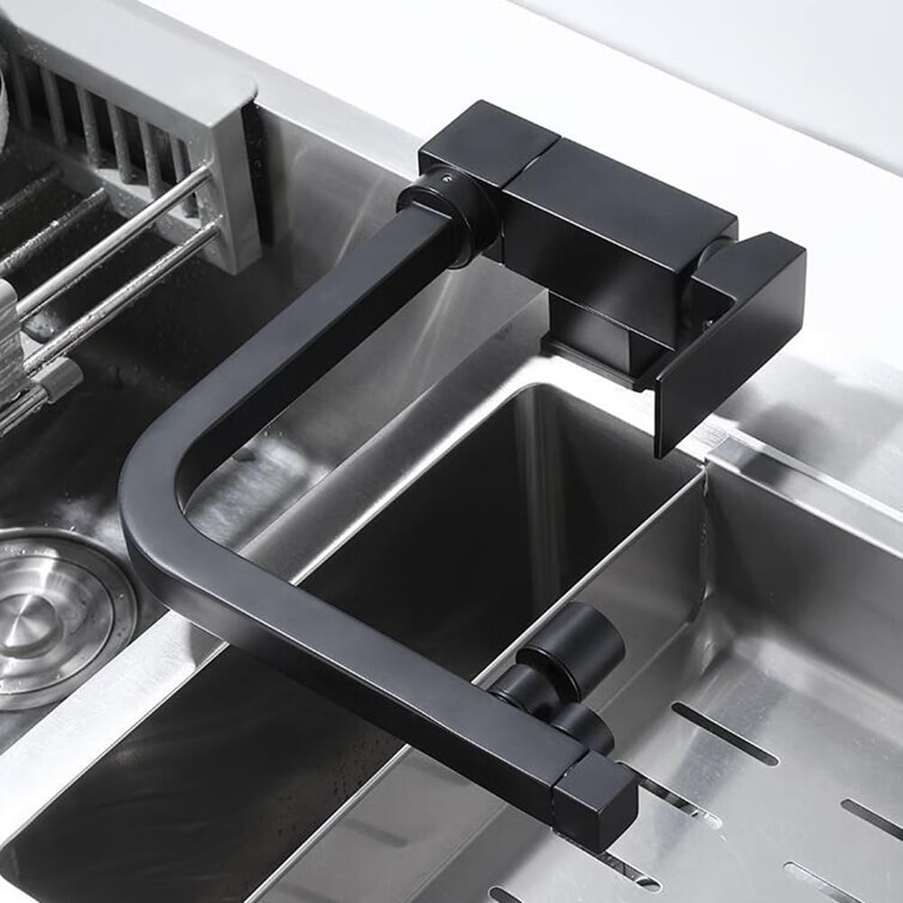GLETSF Rotatable Dual Spout Kitchen Faucet - White & Black High-End Filtered Water Mixer Tap for Clean Drinking Water Purification,