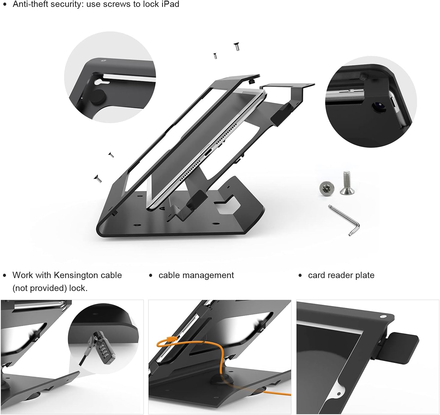 Tablet Kiosk POS Stand Compatible 10.2” iPad 7 8 9 Generation with 360 Swivel Base