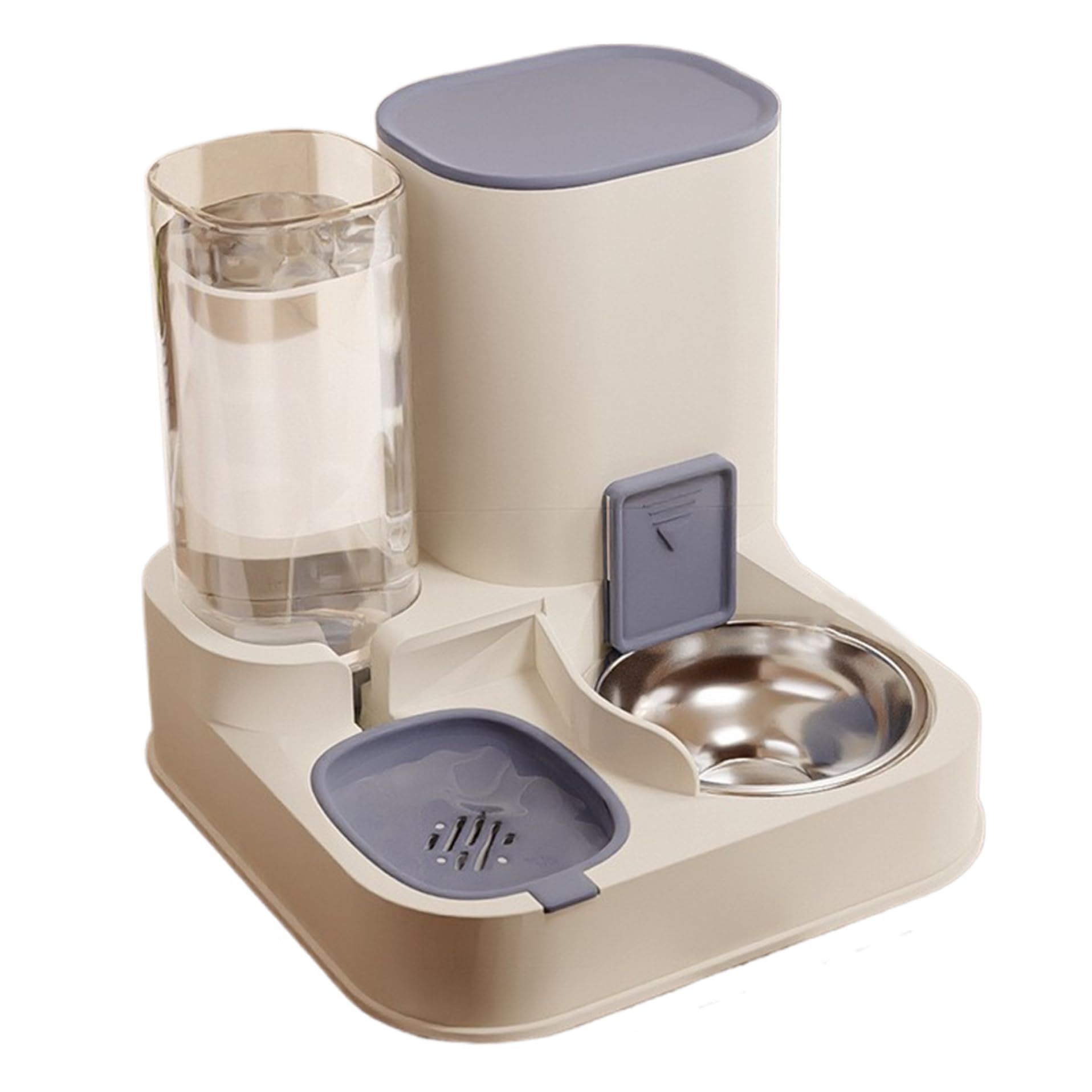 Alimentatore Automatico 2 in 1 per Gatti e Cani - Acciaio Inossidabile e PP - Dispenser Cibo e Acqua Staccabile - Blu