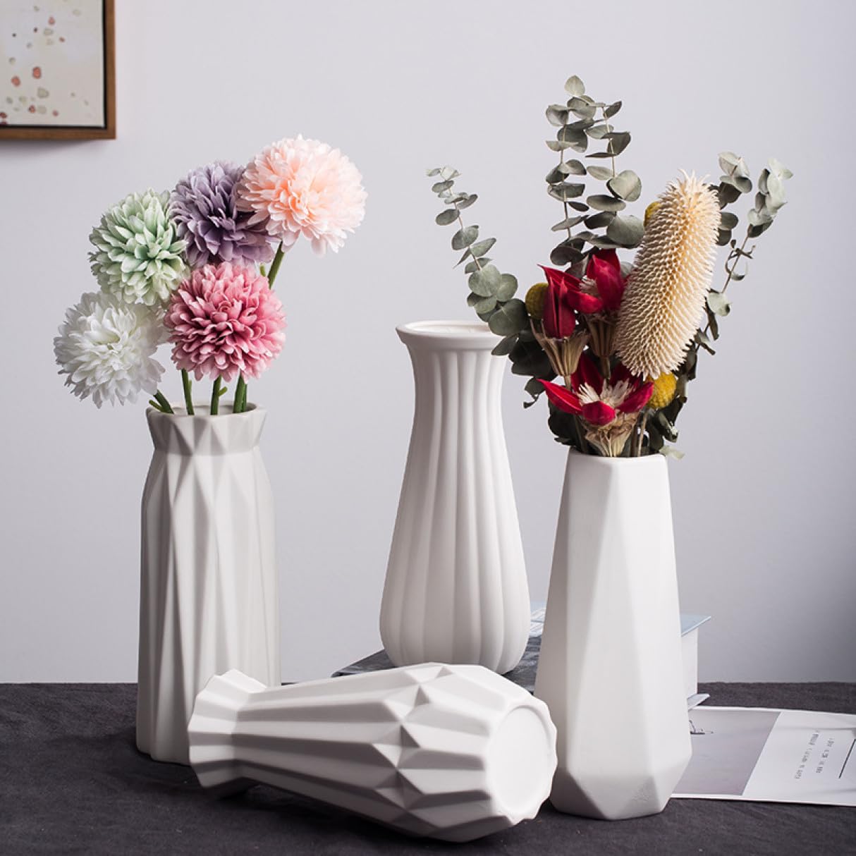 【シェフ】ポール・アイズピリ「白い陶器の花瓶の花」【作家直筆サイン】 シェフ】ポール・アイズピリ「白い陶器の花瓶の花」【作家直筆
