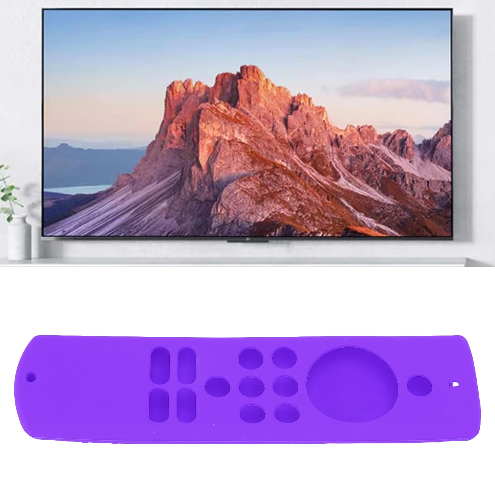 Qiilu Funda de Control Remoto de Silicona Suave Antideslizante a Prueba de Golpes Funda Protectora Remota con Cordón para Fire TV Stick Lite (Púrpura)