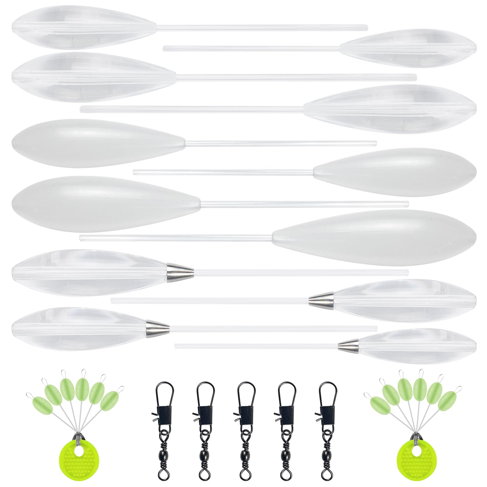 FREE FISHER 29Pcs Fishing Clear Casting Bobbers Kit, Bombarda Casting Sinking Floats Rubber Bobber Stoppers Swivels Snaps Accessories Kit Fly Fishing Spinning Floats