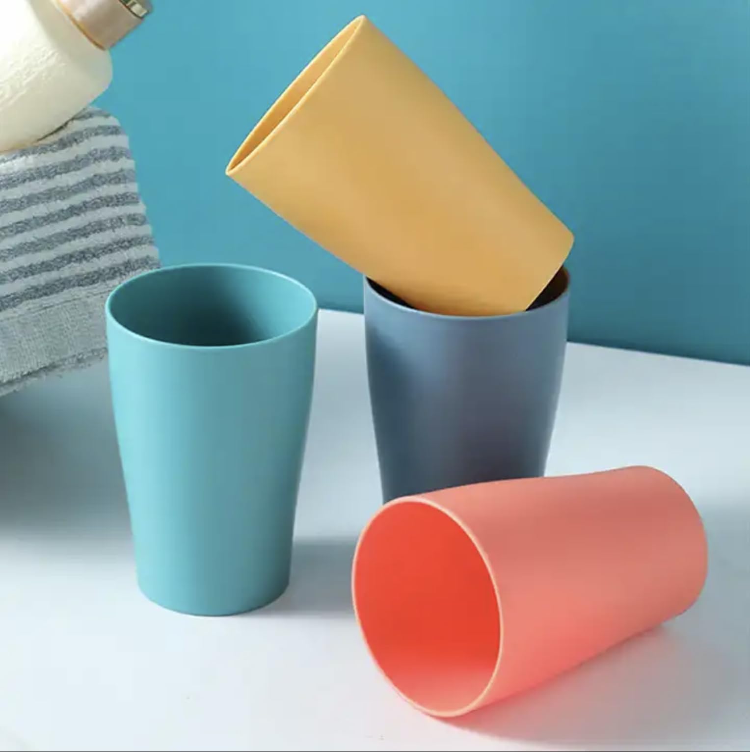 RHP Mehrweg-Trinkbecher Bunt Kunststoff 250ml, 128 Stück, bruchsicher, stapelbar, Party-Becher, Wassergläser, Trinkgläser