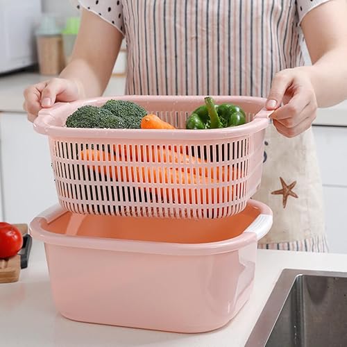 Miniatura 3 de BESTonZON Cesta de lavado de verduras, juego de tazones de colador de cocina, cesta de lavado de frutas, coladores de frutas, coladores de plástico