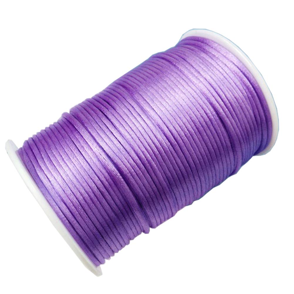100 Yards Braided Nylon Cord 2.5MM Thread Beading Cord Rattail Satin Trim String Chinese Knotting Cord for DIY Arts Crafts Bracelet Jewelry Making Decor (Light Purple)