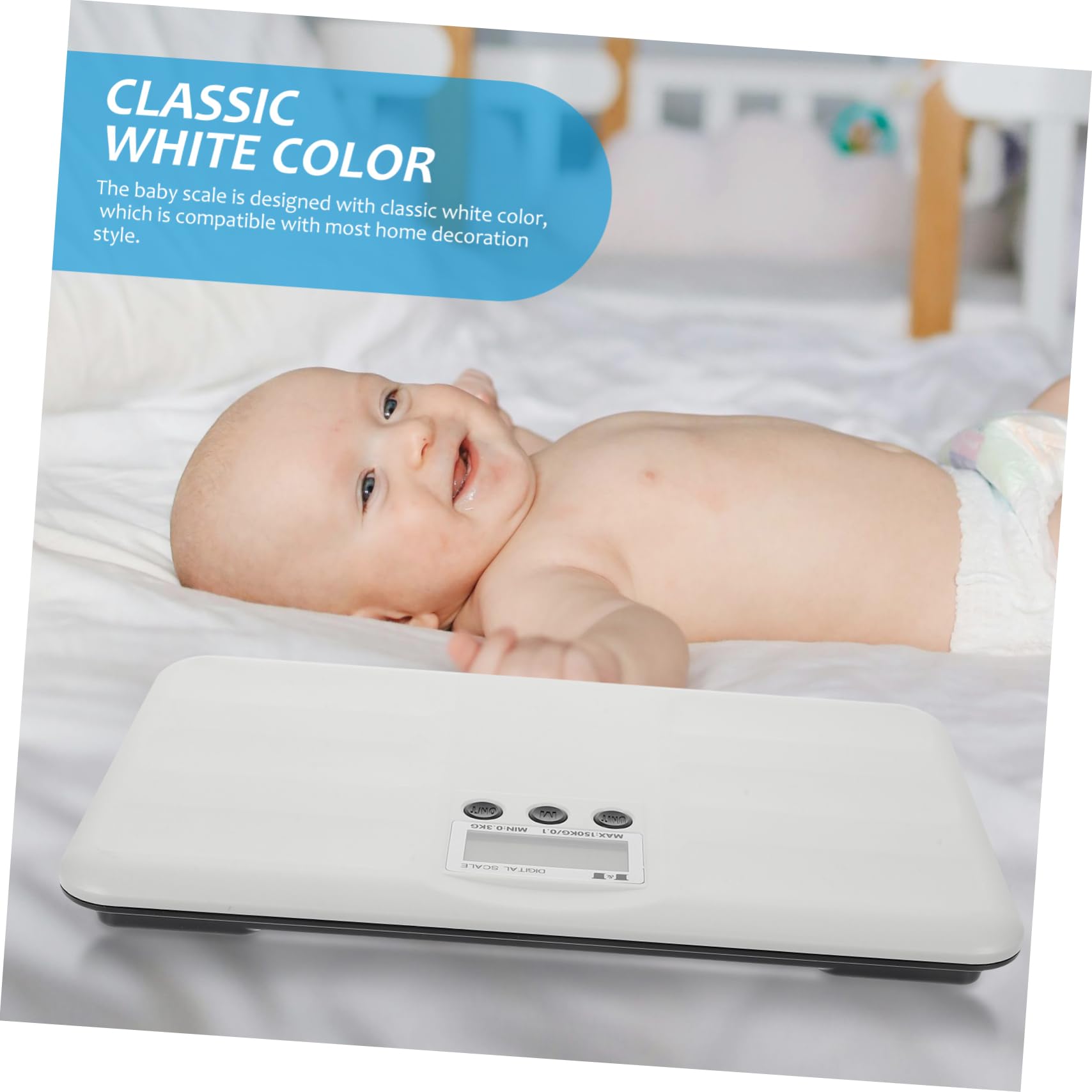 BESTonZON Bilancia Elettronica per Animali Domestici e Bebé, Display Lcd Grande, Conversione Unità, Capacità 150kg, per Casa, Plastico Bianco