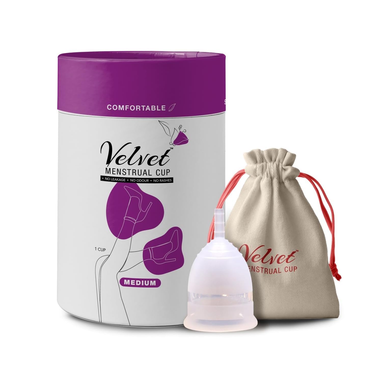 Velvet Reusable Menstrual Cup for Women - Medium Size with Pouch|Ultra Soft, Odour and Rash Free|100% Medical Grade Silicone |No Leakage | Protection for Up to 8-10 Hours | Medium.-image-15