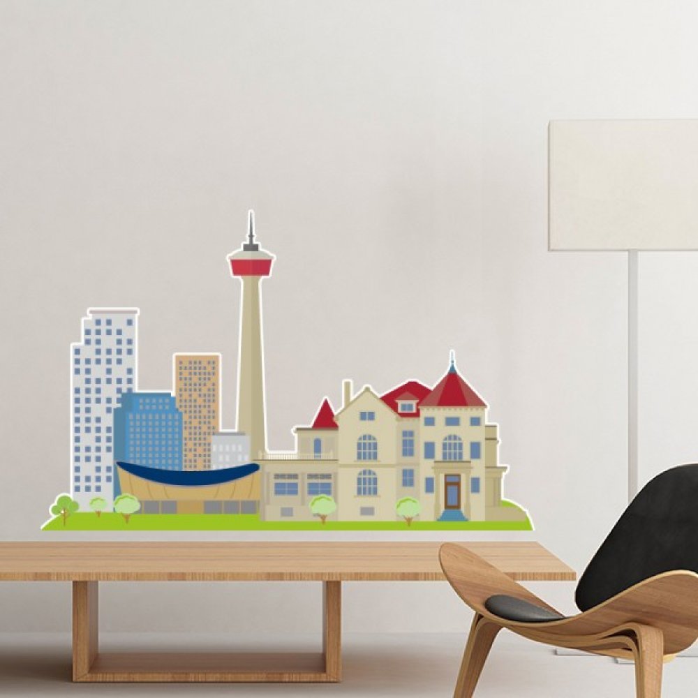 Sticker mural Canada amovible 60cm de style sketch coloré pour déco chambre
