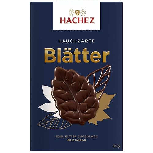Hachez Hauchzarte Blätter - Hojas finas de chocolate amargo dulce negro - 4.41 oz - Alemania