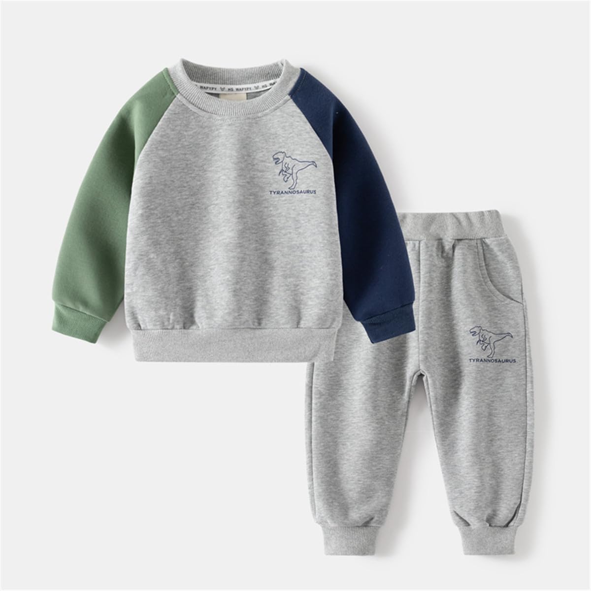 2 Pcs Little Boys Fall Winter Long Sleeve Crewneck Sweatshirts + Pants Outfits Clothes Set