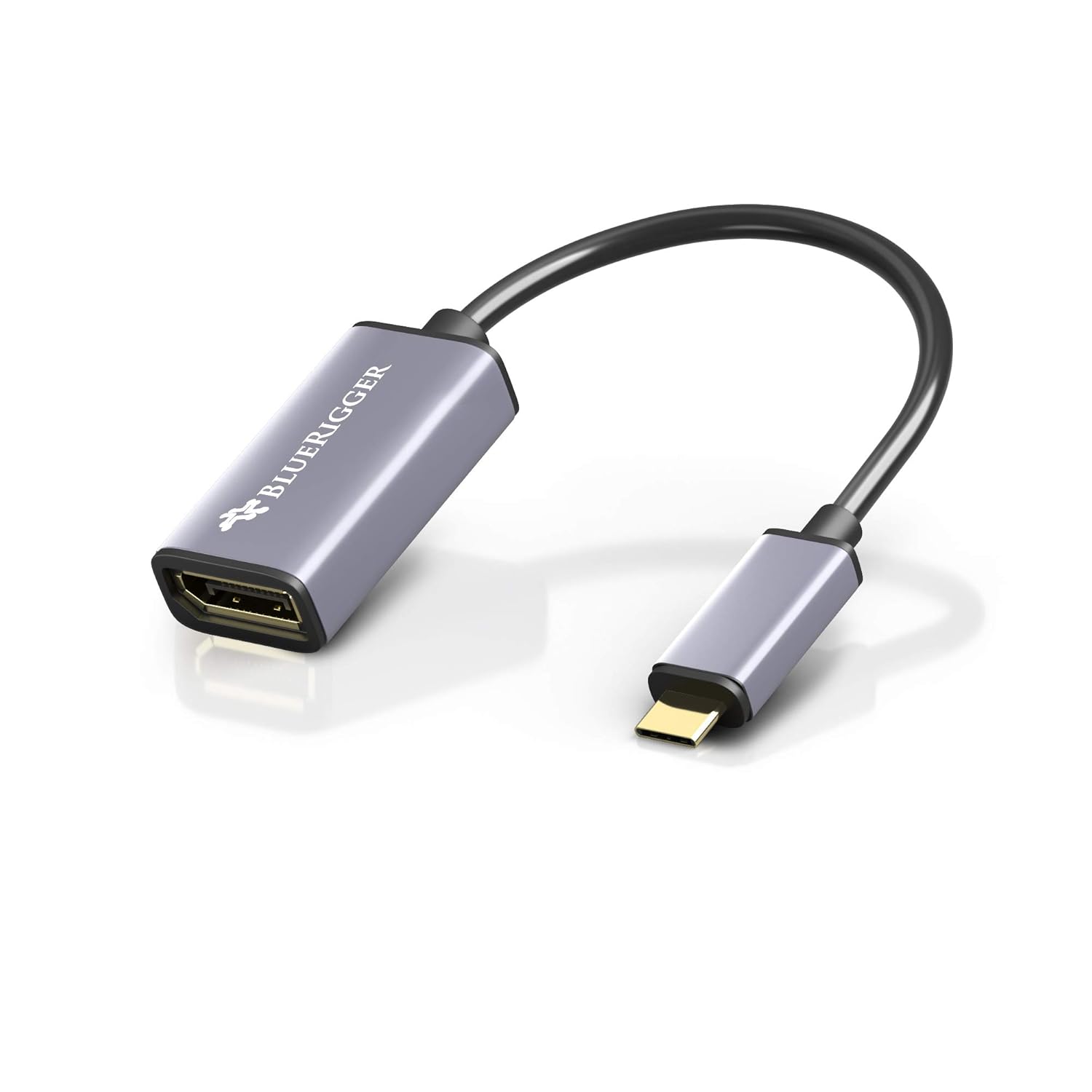 BlueRigger Premium USB C 3.1 Male to DisplayPort (DP) 4K@60Hz Female Adapter (Thunderbolt 3 Compatible) for MacBook Pro 2017/18/19/20, MacBook Air/iPad Pro 2020, Surface Book 2, Samsung Galaxy S8/S9/S20, Note 10 and more (20 CM)