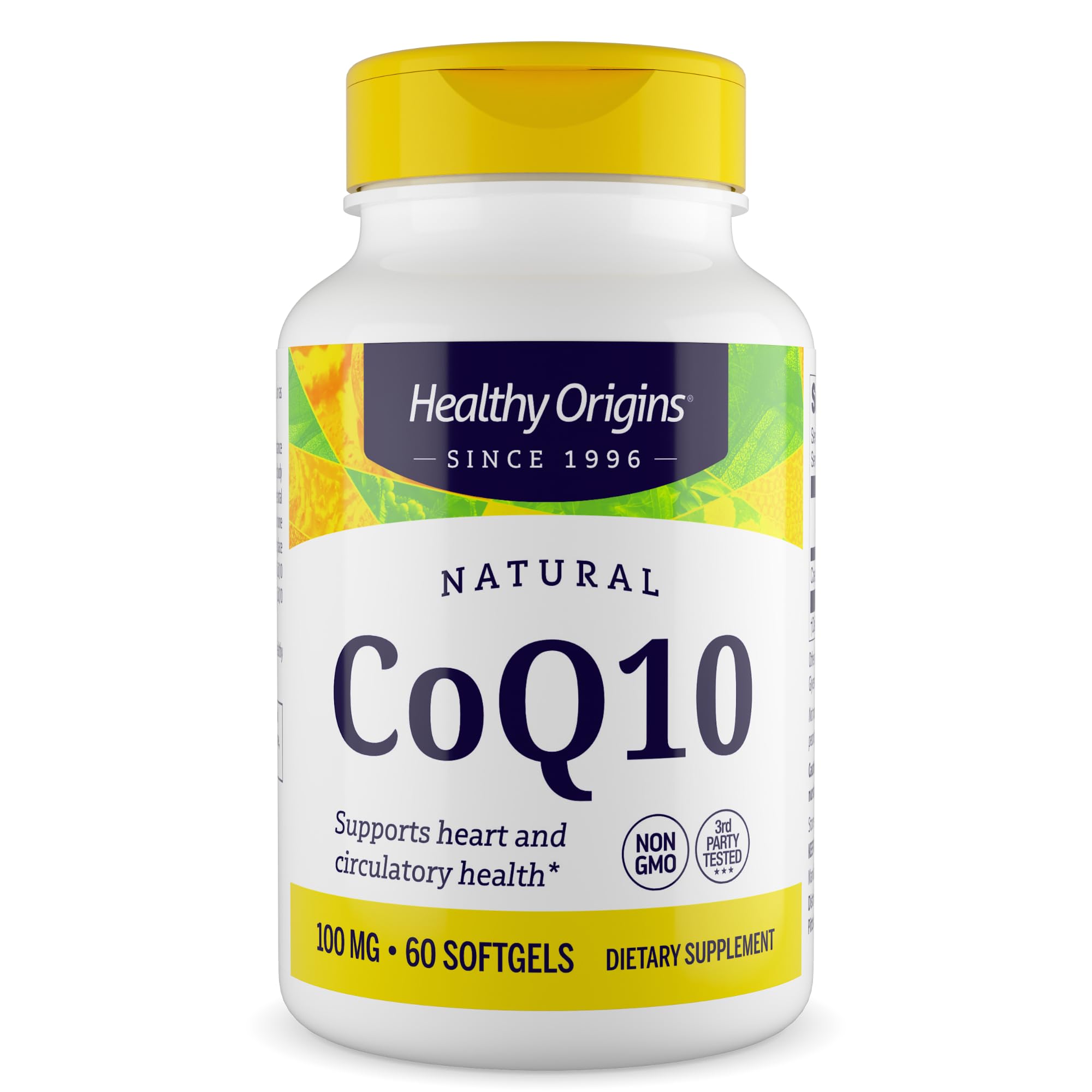Healthy Origins CoQ10 100 mg, Trans-Isomer Ubiquinone, 60 Softgels Unflavored 60 Count (Pack of 1)
