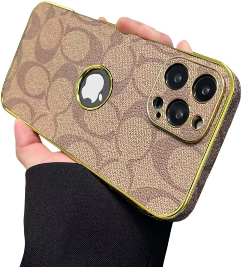 Compatible with iPhone 15 Pro Max Case with Logo View , Luxury Elegant Full Protection Slim Shockproof Leather Case with Camera Lens Protector Phone Cover for iPhone 15 Pro Max 6.7" for Women Men