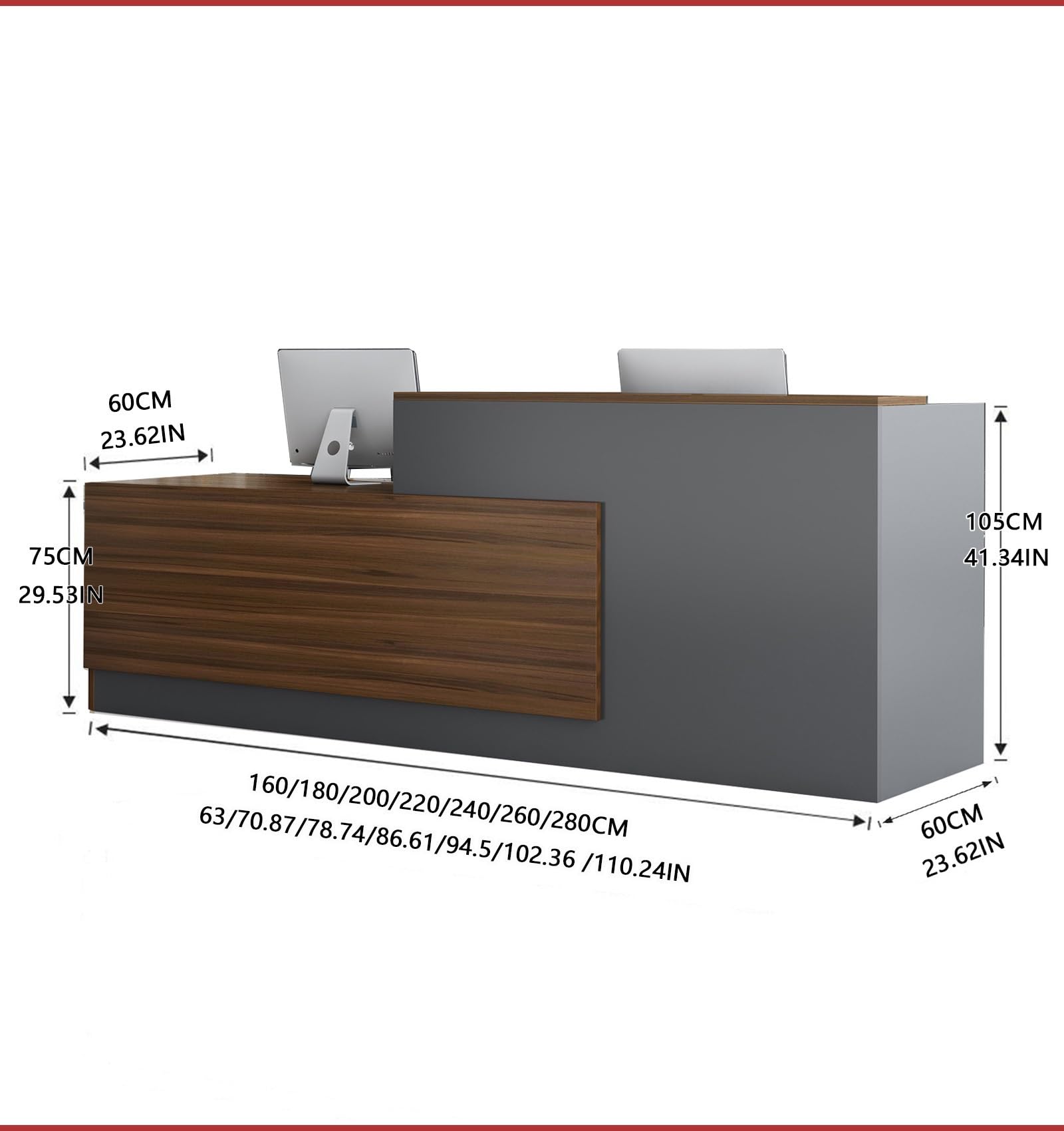180CM Moderne L-förmige Empfangstheke aus Holz mit Tresen - Premium Empfangstresen für Büros multifunktionaler Empfangstisch für Salons Kassen oder Empfangsbereiche (ohne Stühle)