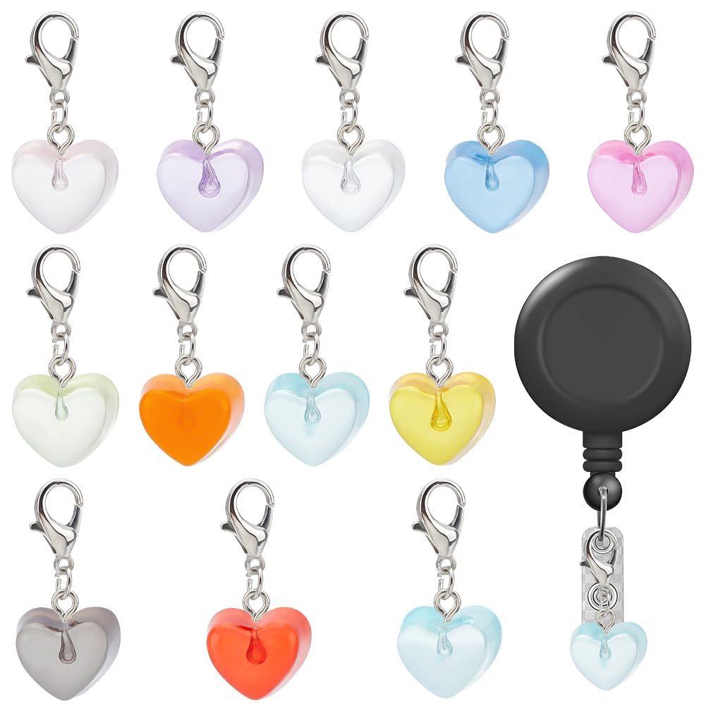 WEBEEDY Badge Reel Charm for Student Nurse Teacher, Badge Holder Charms for ID Card Name Tag Badge Holder, Small, Acrylic Iron Alloy
