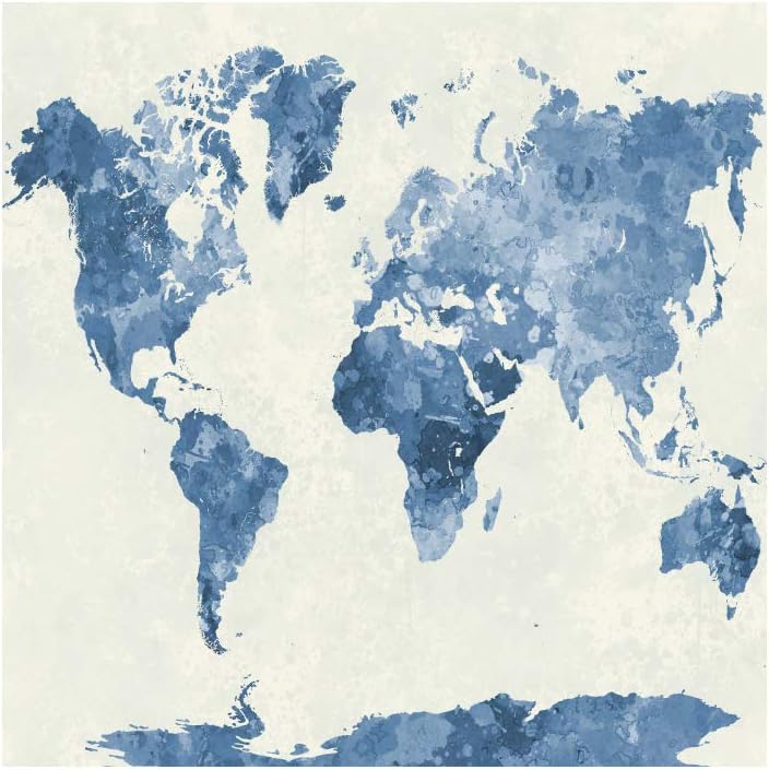 OERJU 72x72inch Watercolor Blue Map Shower Curtain Beautiful Elegant Texture Modern Abstract Art White Base Waterproof Fabric Polyester Bathroom Curtain Bath Accessories Hotel Quality with Hooks