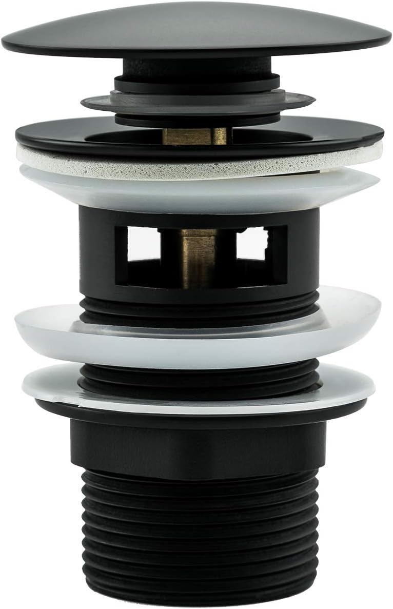 Garniture De Vidage Lavabo "pop-up" Céramique Avec Trop-plein - Chrome, Acier Inox - Moderne