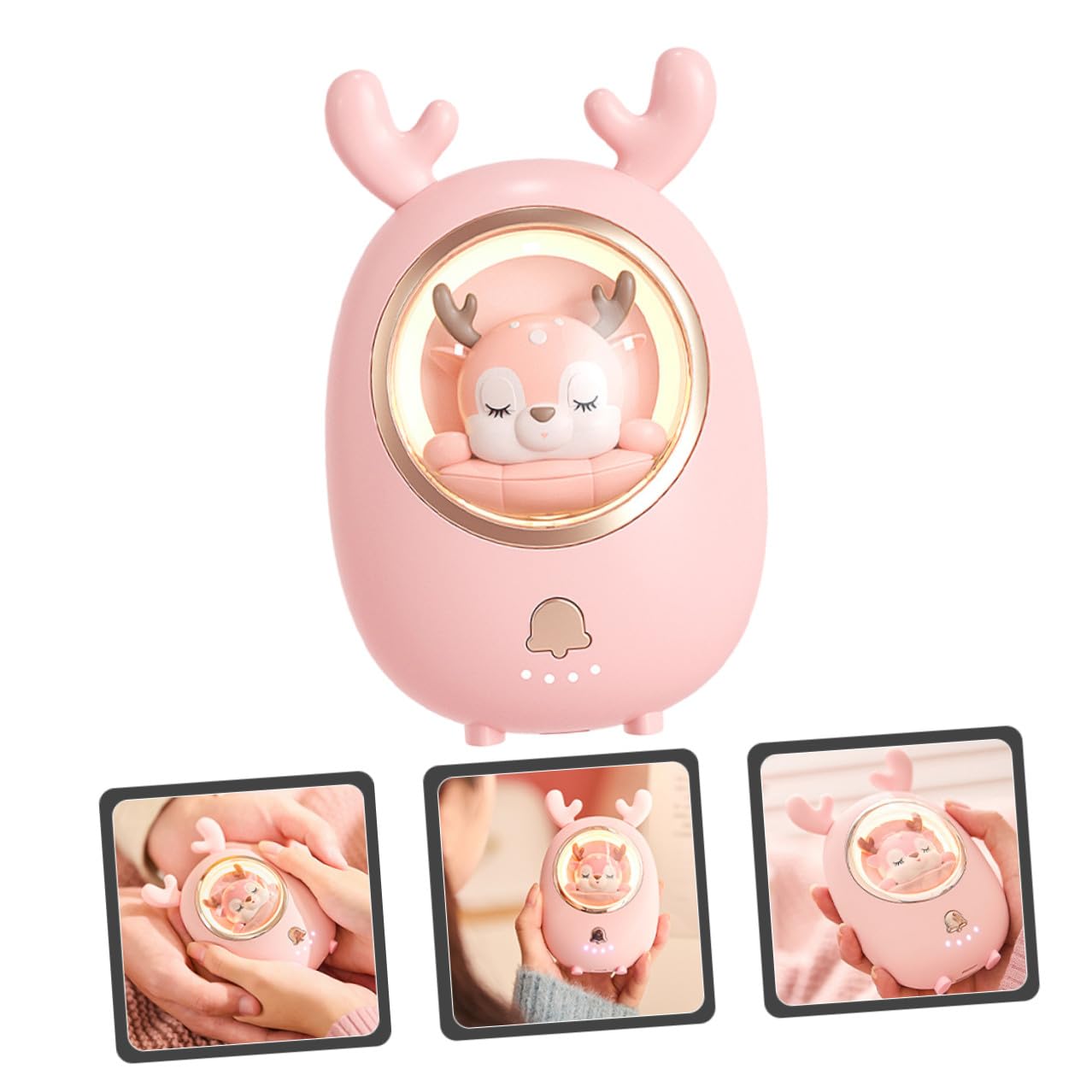 Chauffe-Mains USB Rechargeable Portable Motifs Animaux Mini Chauffe-Mains Électrique Lumineux Batterie Externe D’Hiver Compact et Léger pour Camping et Randonnée