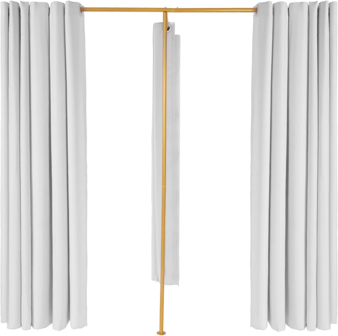 Double Fitting Room for Two, 6.56 * 3.28 * 6.56ft Clothing Store Corner Changing Room Divider, Dressing Room Curtain for Outdoor Beach, Campground, Photo Studio, Dance Class (Grey)