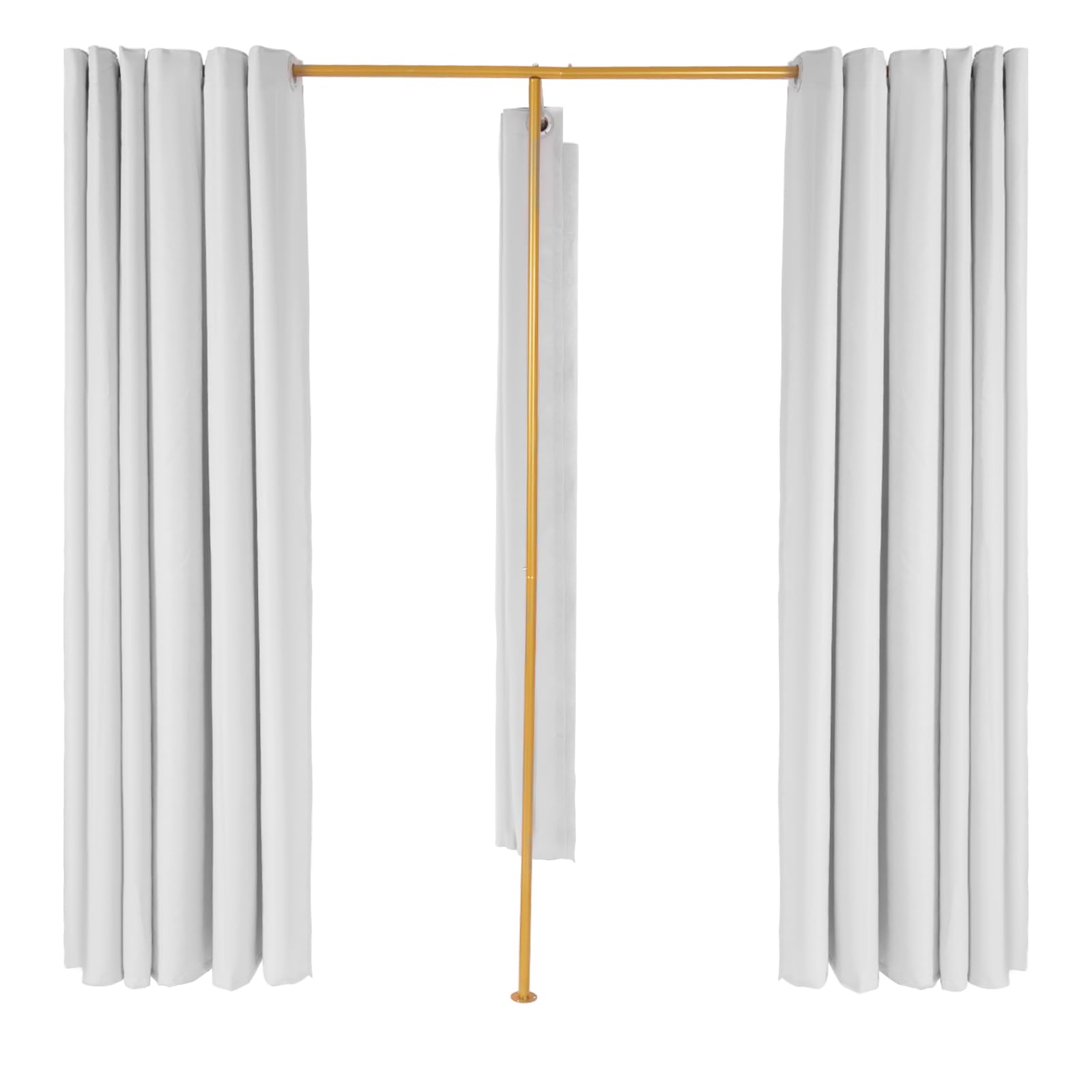 WUSILILU Double Fitting Room for Two, 6.56 * 3.28 * 6.56ft Clothing Store Corner Changing Room Divider, Dressing Room Curtain for Outdoor Beach, Campground, Photo Studio, Dance Class (Grey)