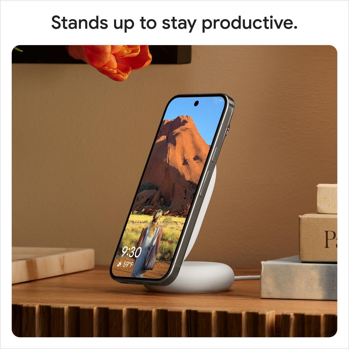 Google Pixelsnap-Ladegerät mit Standhalterung – Kabelloses 25-W-Qi2-Ladegerät und Standhalterung (Made by Google)