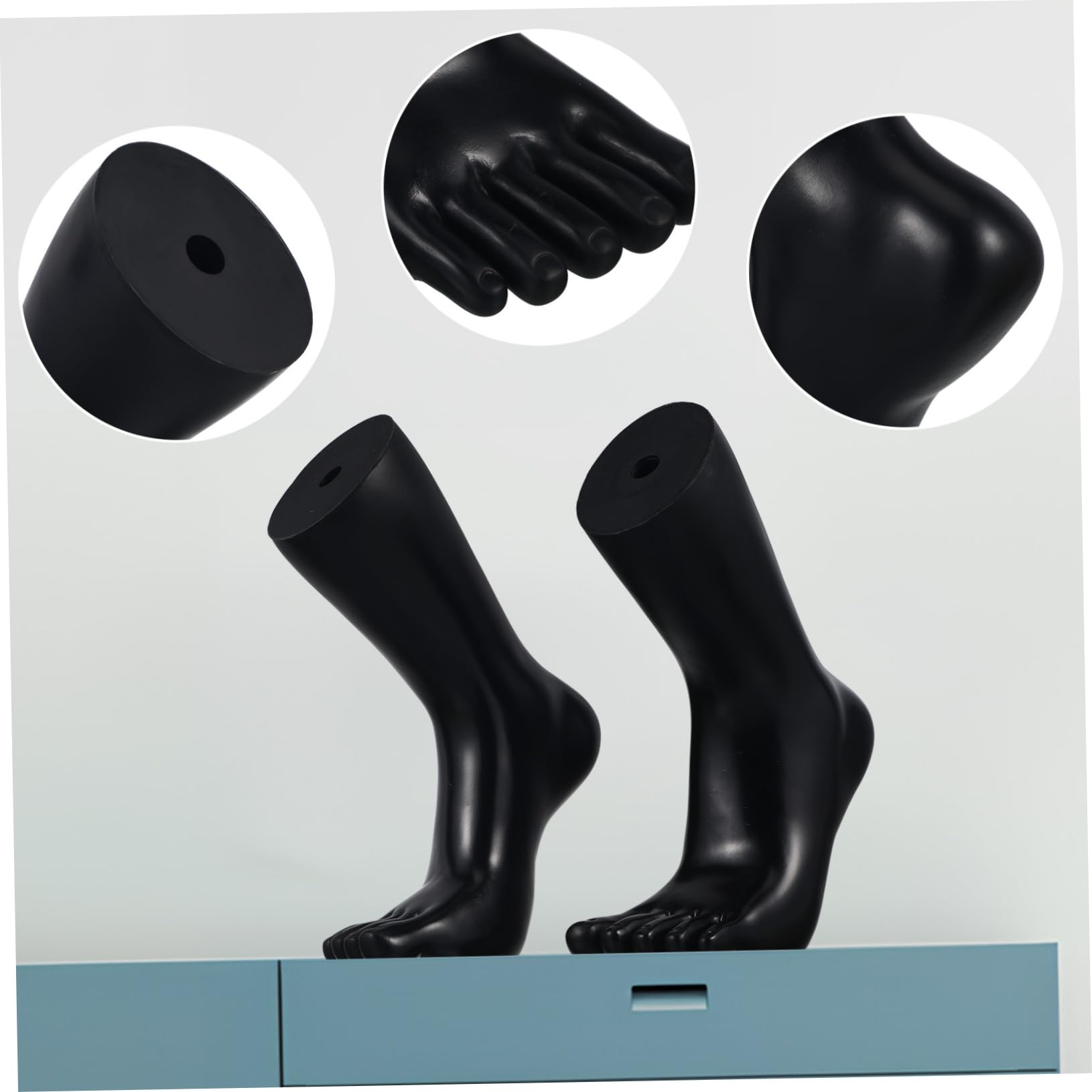 PRETYZOOM Fußmodell Schwarzer Vinyl Einzigartigem Design Socken aus Realistisches Farbe für Präsentation von Socken und Knöchelarmbändern im Einzelhandel und Ausstellungen