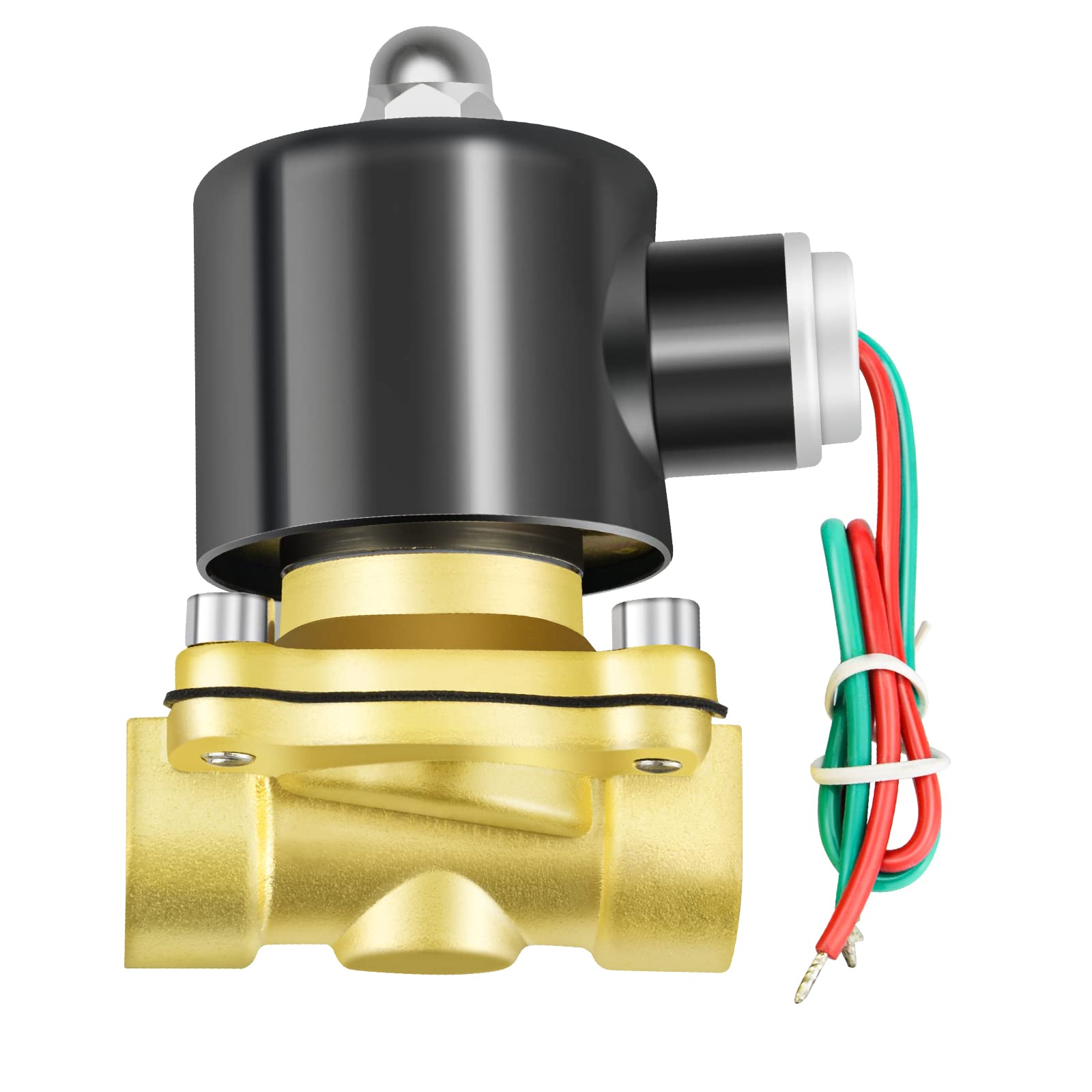 Elettrovalvola elettrica in ottone da 1/2" BSP 220V con connettore a resca, adatta per acqua, aria, carburante, gas chiusa