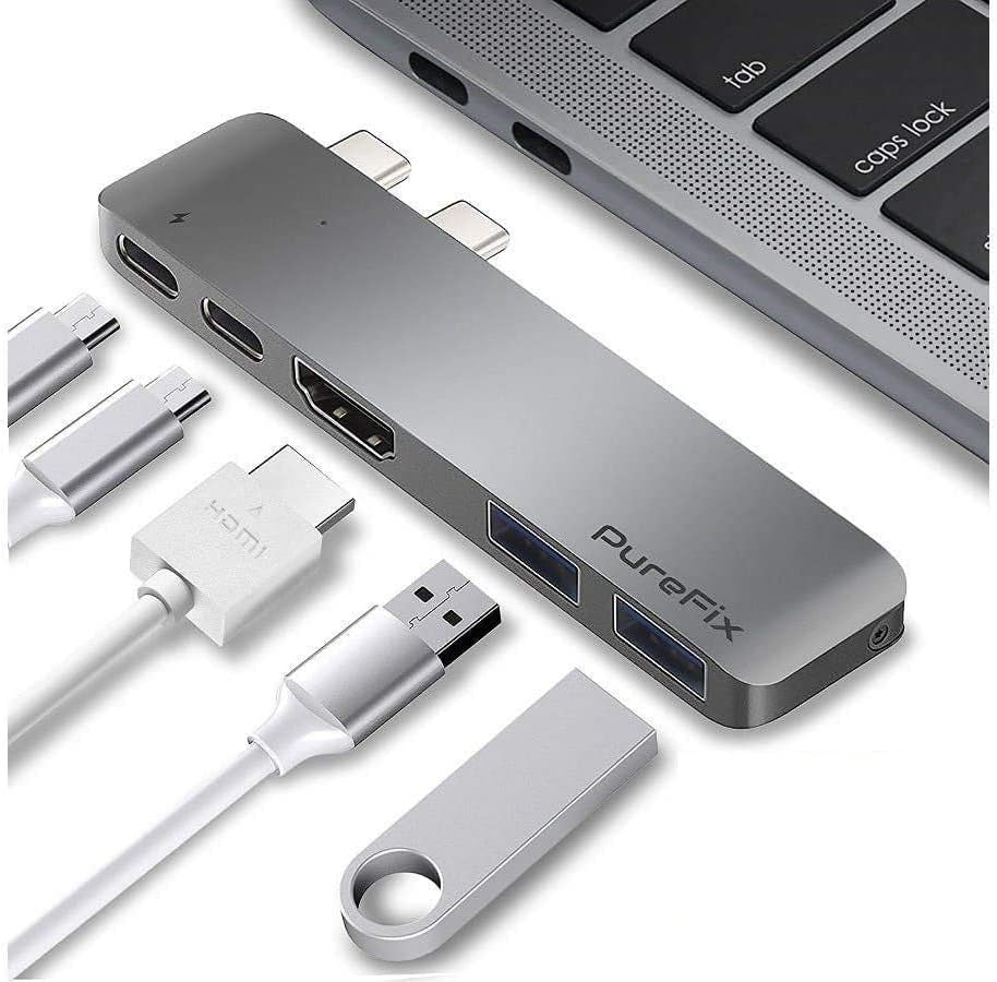 USB-C 5 in 1 Multi-Port Hub for MacBook Pro 13 & 15 Thunderbolt 3 4K HDMI Out Space Grey