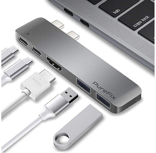 USB-C 5 in 1 Multi-Port Hub for MacBook Pro 13 & 15 Thunderbolt 3 4K HDMI Out Space Grey