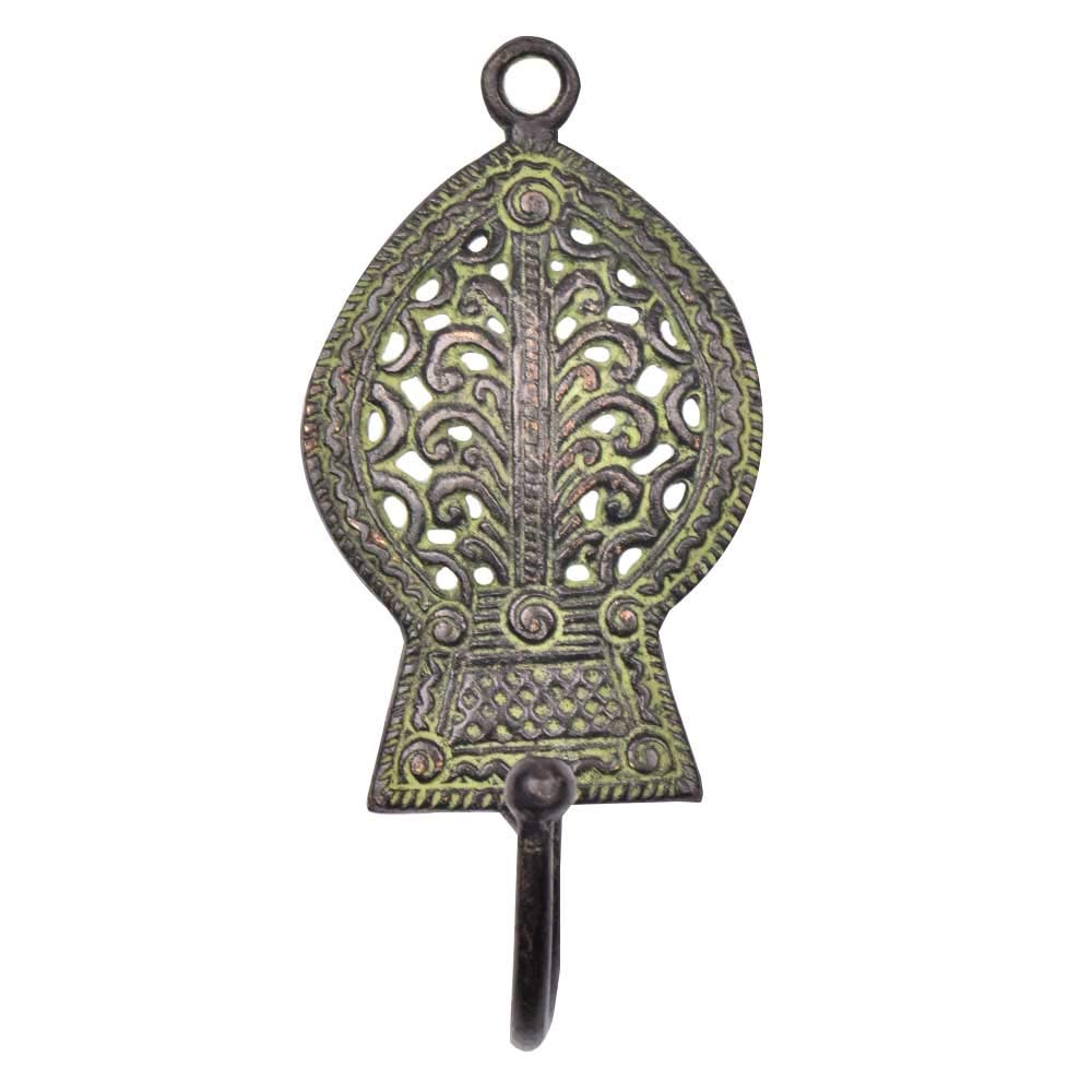 IndianShelf 1 Piece Key Holder Leaf Vintage Brass Decorative Wall Hooks for Hanging Unique Coat Rack Wall Mount Antique Towel Hangers Antique