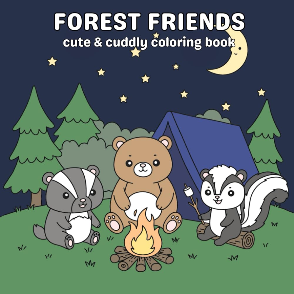Forest Friends: Cute & Cuddly Coloring Book