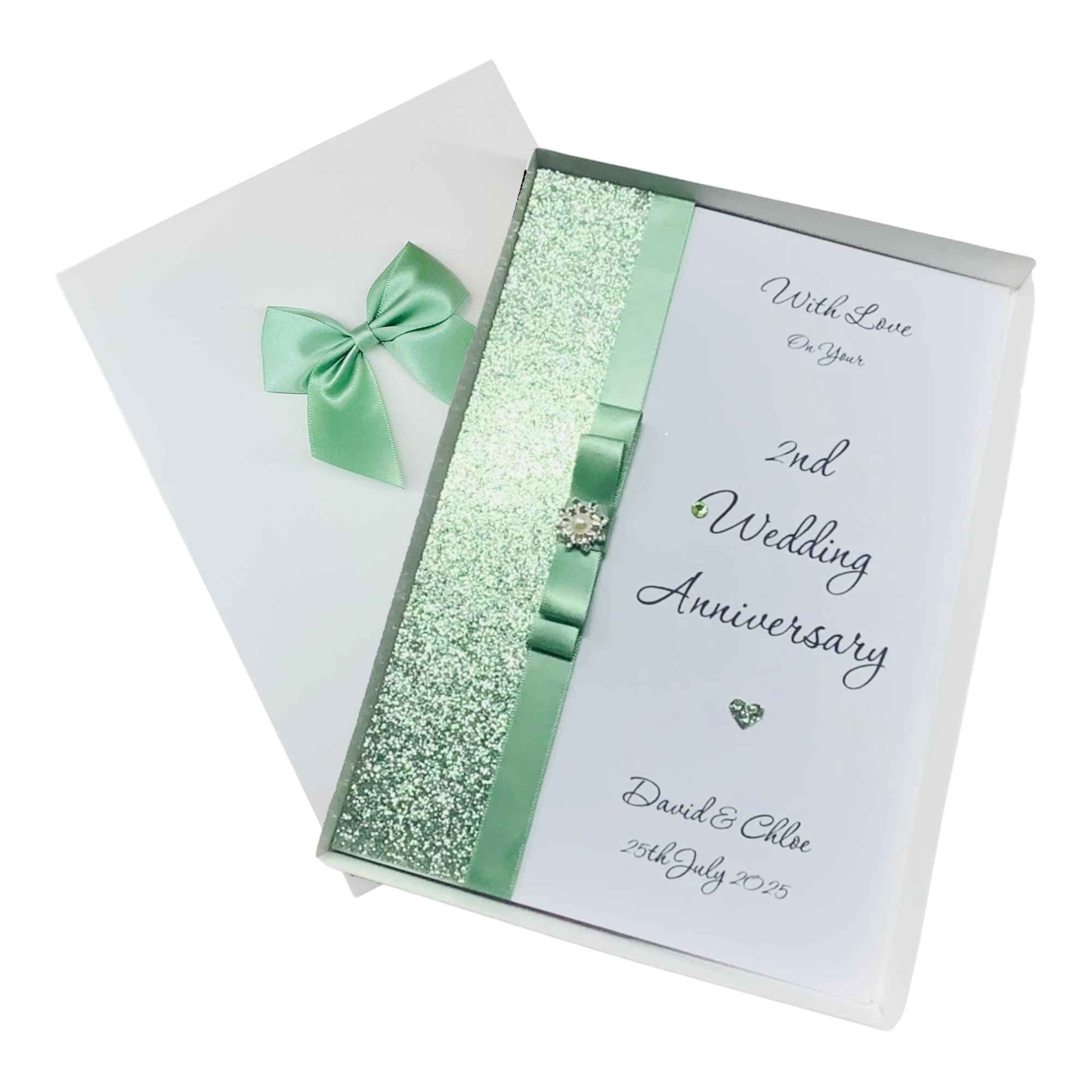 2nd Wedding Anniversary Greeting Card Personalised Cotton 2 Years - LB 2
