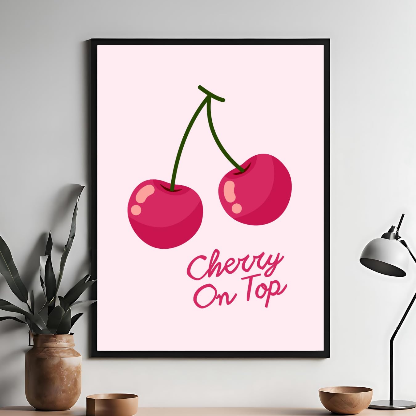 Master Flame Cherry themed Fruit Aesthetic Wall Art Poster for